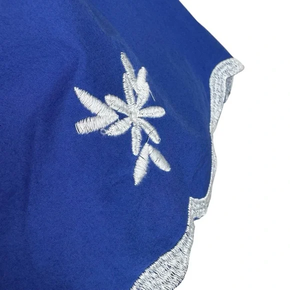 Anthropologie Somerset Embroidered Maxi Tiered Dress Blue White 1X Eyelet - Picture 7 of 15